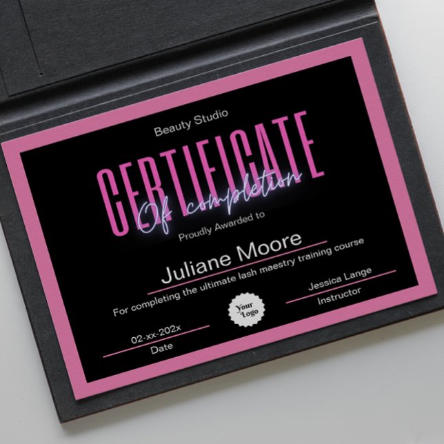 Certificado Esestético De Prêmios De Conclusão Ros (Esthetician Certificate Of Completion Awards Pink)