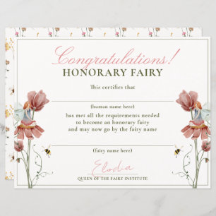 Certificado Fairy First Vintage Floral