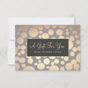 Certificado Faux Dourado e Taupe Spa e Salon Gift