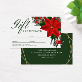 Certificado Floral Poinsettia Pine Greenery