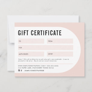 CERTIFICADO GIFT arco moderno cor-de-rosa preto