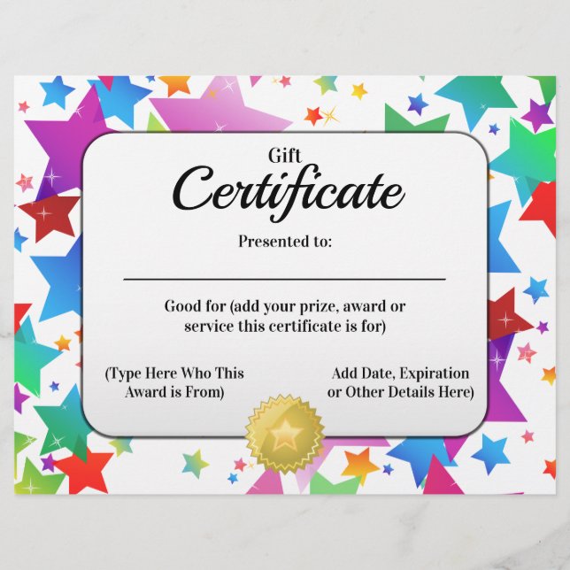 Certificado Gift Cria um 8,5x11 personalizável (Frente)