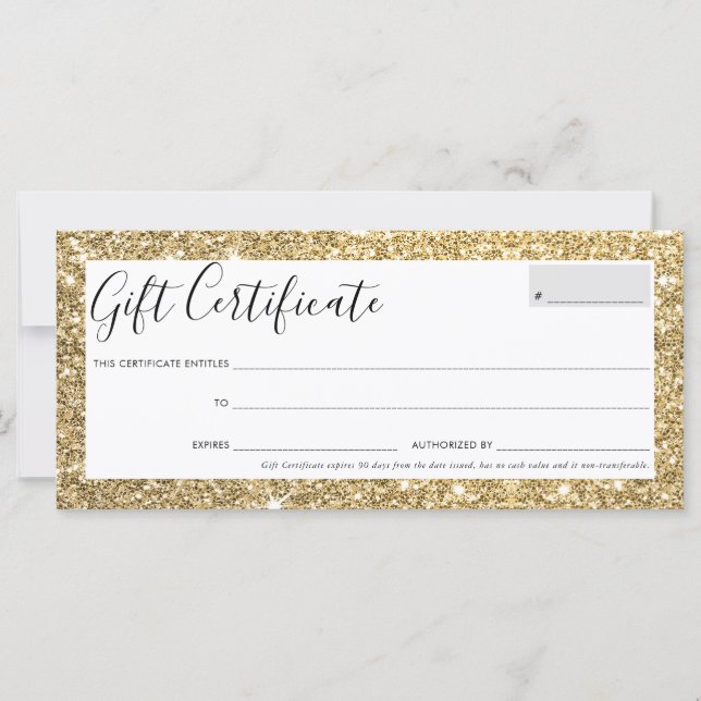 CERTIFICADO GIFT Glitter elegante glitter de ouro  (Frente)