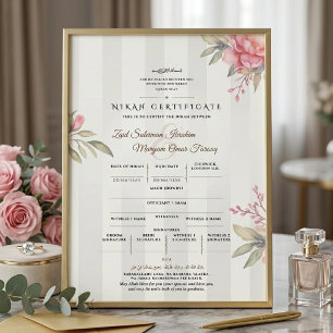 Certificado Islâmico de Nikah Cartão Plano Peony