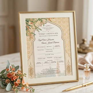 Certificado Islâmico de Nikah Masjid Nabawi Card