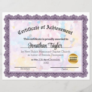 Certificado Mauve Mosaico de Realização