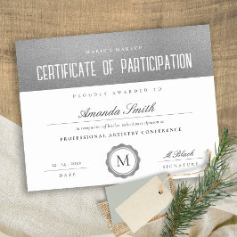 Certificado mínimo de participação das Cinzas prat