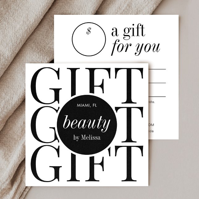 Certificado Mínimo de Presente de Salão de Beleza  (Minimalist modern business gift certificate design for beauty salons and boutiques)