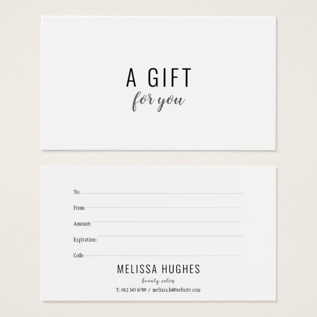 Certificado Mínimo de Presente Preto e Branco (Frente & Verso)