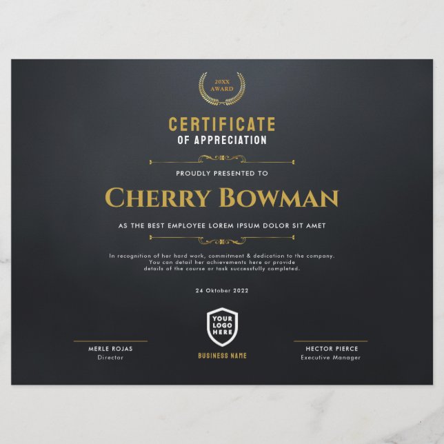 Certificado | Modelo de logotipo de empresa modern (Frente)