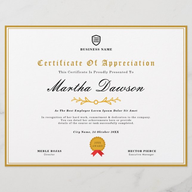 Certificado | Modelo de logotipo de empresa modern (Frente)