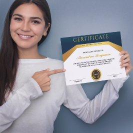 Certificado Moderno de Conquista Azul Dourado