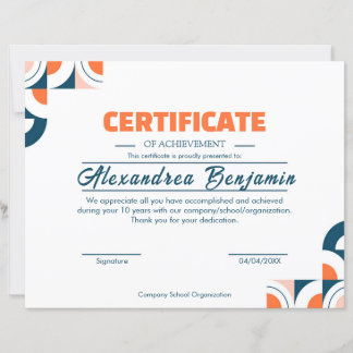 Certificado Moderno de Realização Profissional Azu