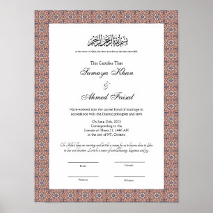 certificado nikkah muçulmano islâmico poster