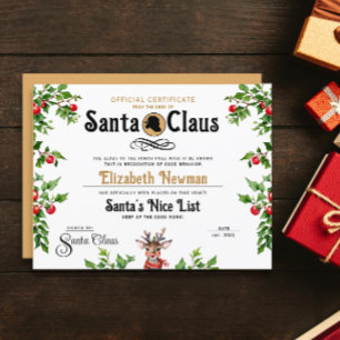 Certificado Oficial Bonito Ouro Papai Noel Travess