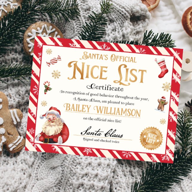 Certificado Personalizado De Santa Claus (Nice List Official Santa Claus Certificate )
