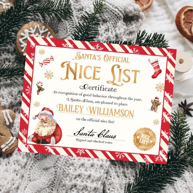 Certificado Personalizado De Santa Claus (Nice List Official Santa Claus Certificate )