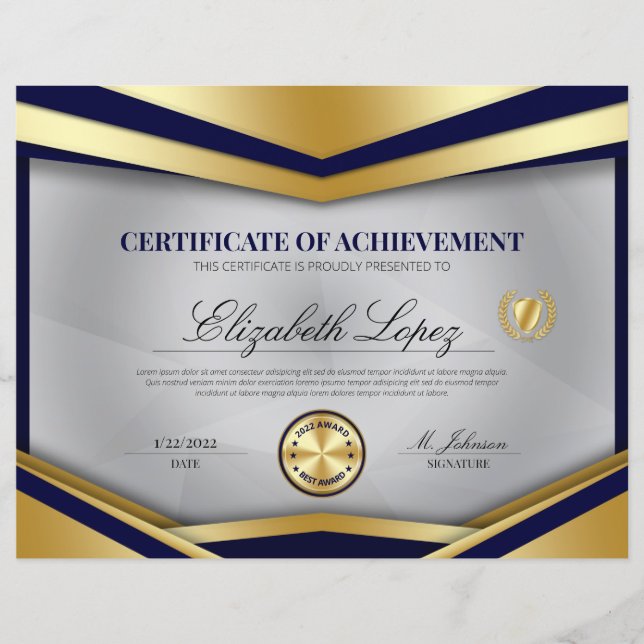 Certificado Profissional de Premiação de Realizaçã (Frente)