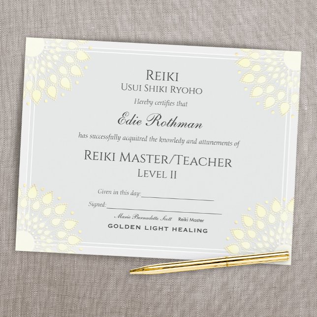 Certificado profissional Reiki de nível 2 (Criador carregado)