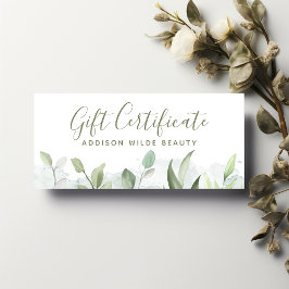 Certificado Rustic Watercolor Greenery Gift