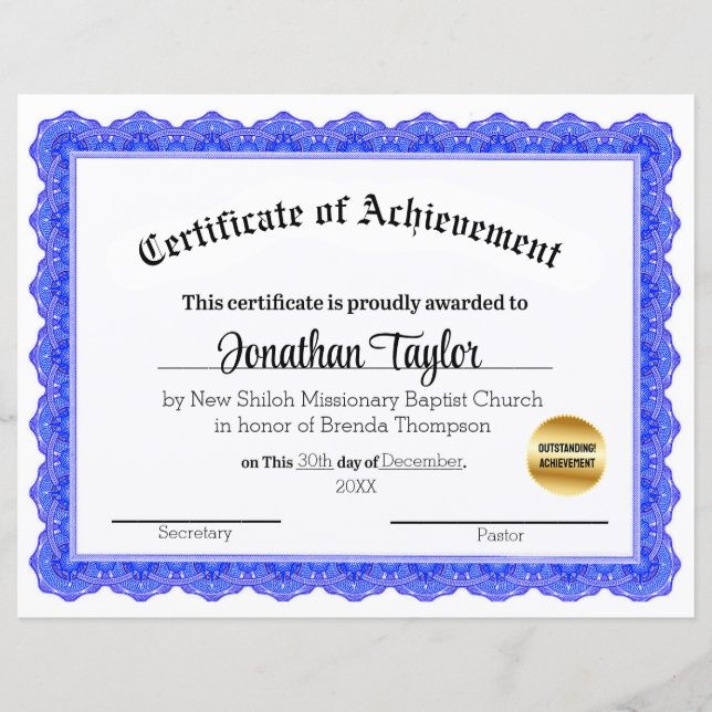 Certificado Tradicional de Bolsa de Estudo (Frente)