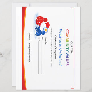 Certificado Valor para Ouvir Papel com Cabeçalho F