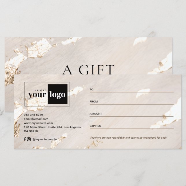 Certificado/Voucher de Presente de Luxo Moderno co (Frente/Verso)