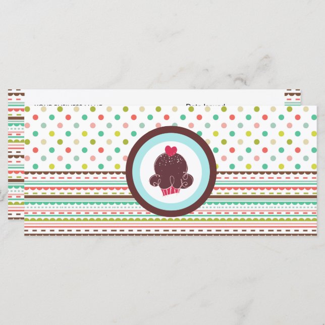 Certificados de Oferta de Cupcake ou de Bakery (Frente/Verso)