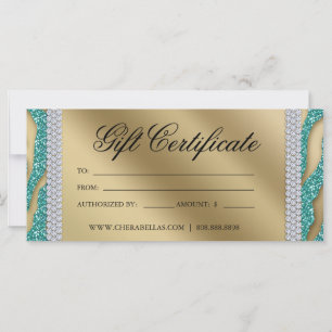 Certificados de Presente Tanning Salon Jewelry Tea