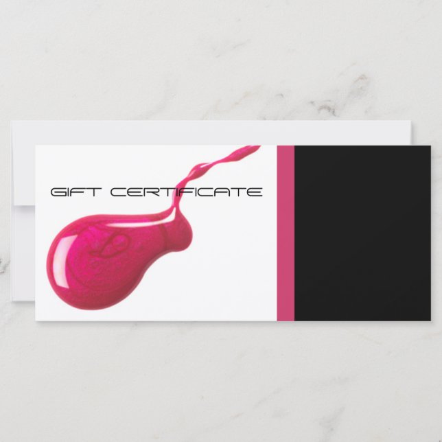 Certificados de presentes de salão de unhas (Frente)