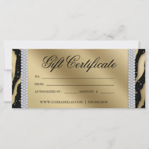 Certificados de presentes Tanning Salon Jewelry Bl