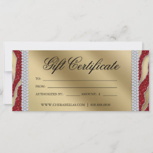 Certificados de presentes Tanning Salon Jewelry Na