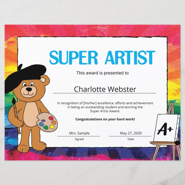 Certificados de Reconhecimento de Estudantes Super (Frente)