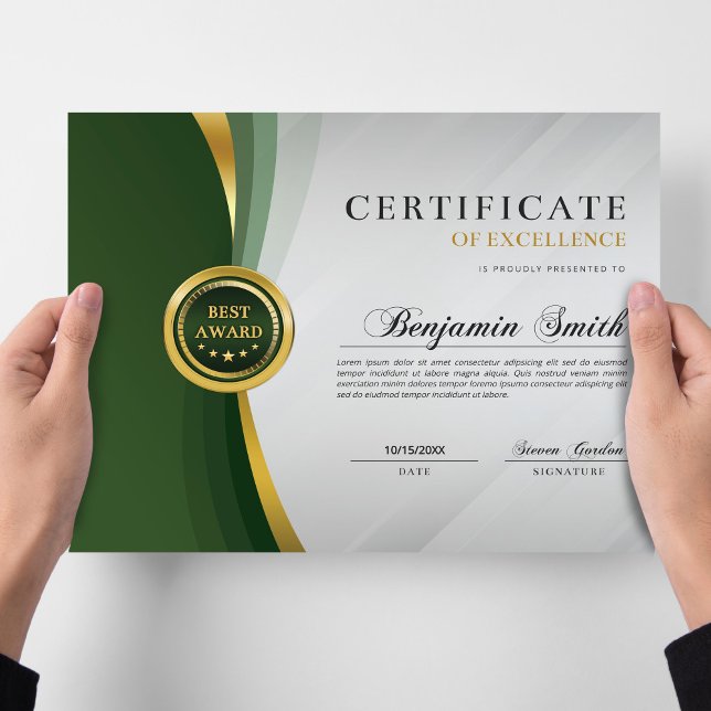Certificate of Excellence Green & Gold Award (Criador carregado)