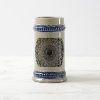 arte de mandala preta em uma caneca alta