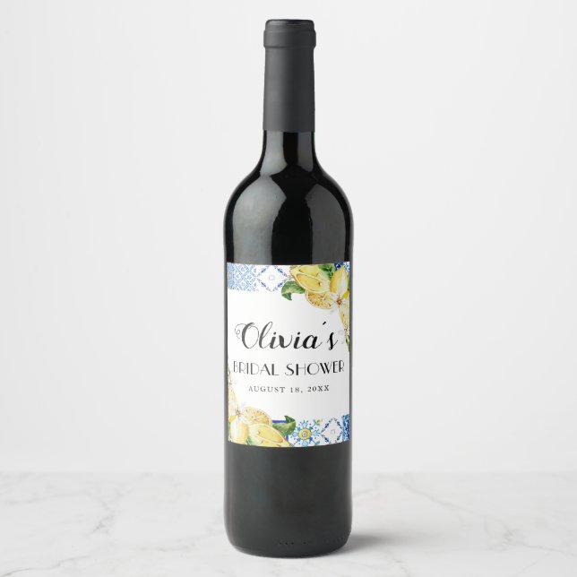 Cerveja Azulejos azuis Rótulo da garrafa de vinho com Chá  (Frente)