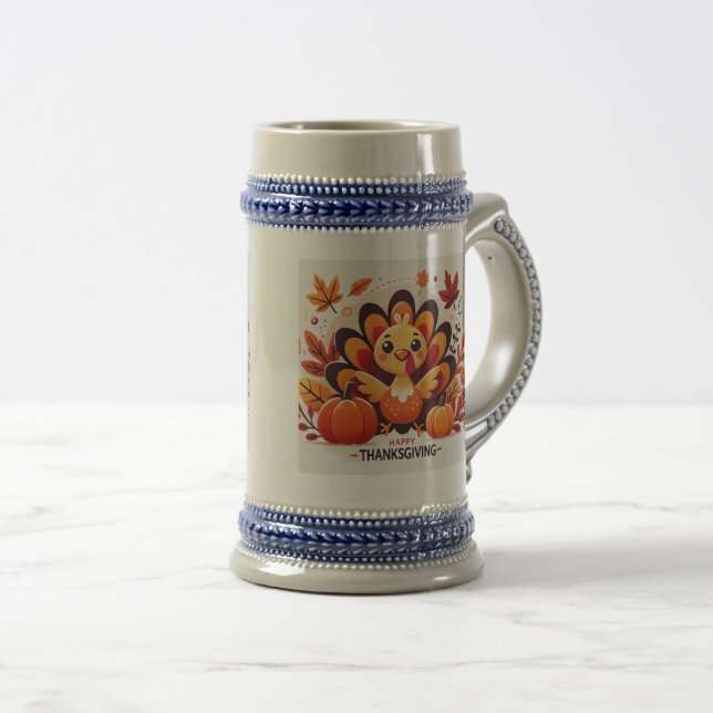 Cerveja Caneca de Ação de Graças peru borda fofa (Frente Esquerda)