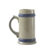 Caneca de Arte com Monograma de Letra L Floral Azu