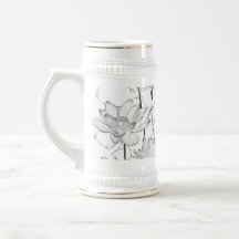 Caneca de Café Flor de Branco Minimalista