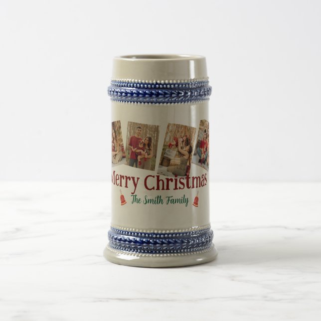 Cerveja Caneca de Natal Personalizada com 6 Fotos e Texto (Centro)