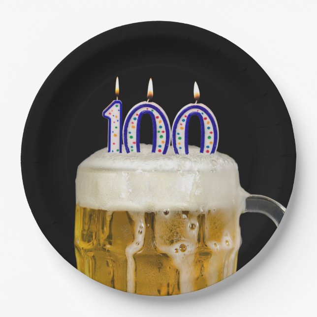 Cerveja de aniversário de 100 anos em prato de pap (Frente)