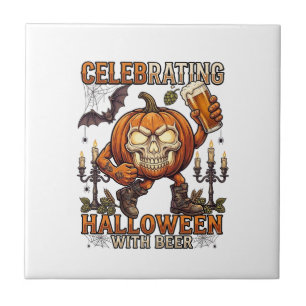 Cerveja de Halloween Crânio Abóbora Morcego Vela