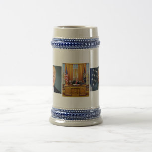 Cerveja Donald Trump caneca azul/cinzenta de 22 onças