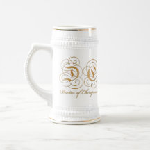 Doutor Dourado da letra do pergaminho da caneca de