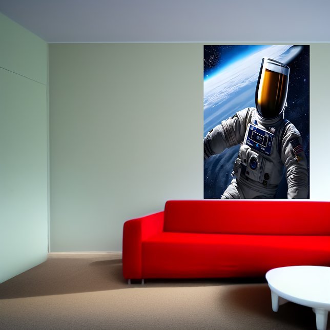 Cerveja fria num terno espacial | AI Art Poster (Criador carregado)