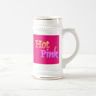 Cerveja Fúcsia rosa-quente, cor-de-rosa-branca, caneca de