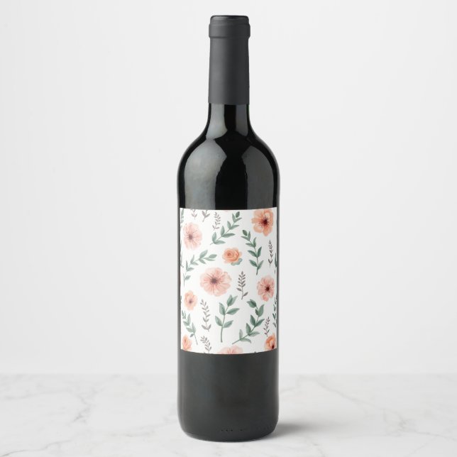 Cerveja Padrão de flor Rótulo da garrafa de vinho (Frente)