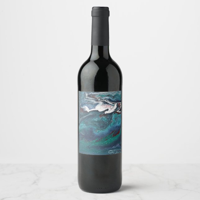 Cerveja Rótulo da garrafa de vinho Abstrato Azul-Suave (Frente)