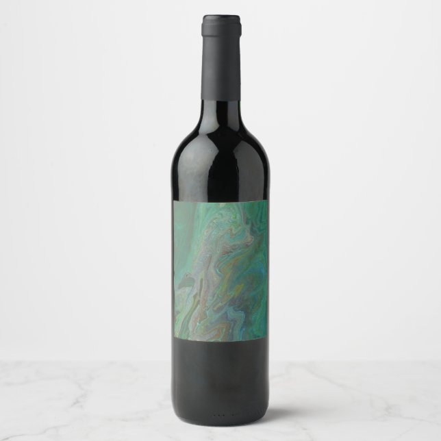 Cerveja Rótulo da garrafa de vinho Abstrato verde fluido J (Frente)