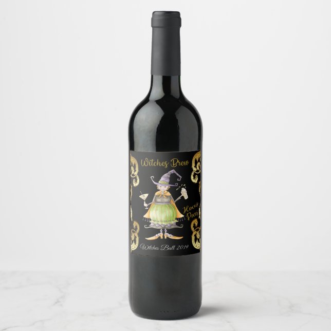 Cerveja Rótulo da garrafa de vinho de bruxa de Halloween (Frente)